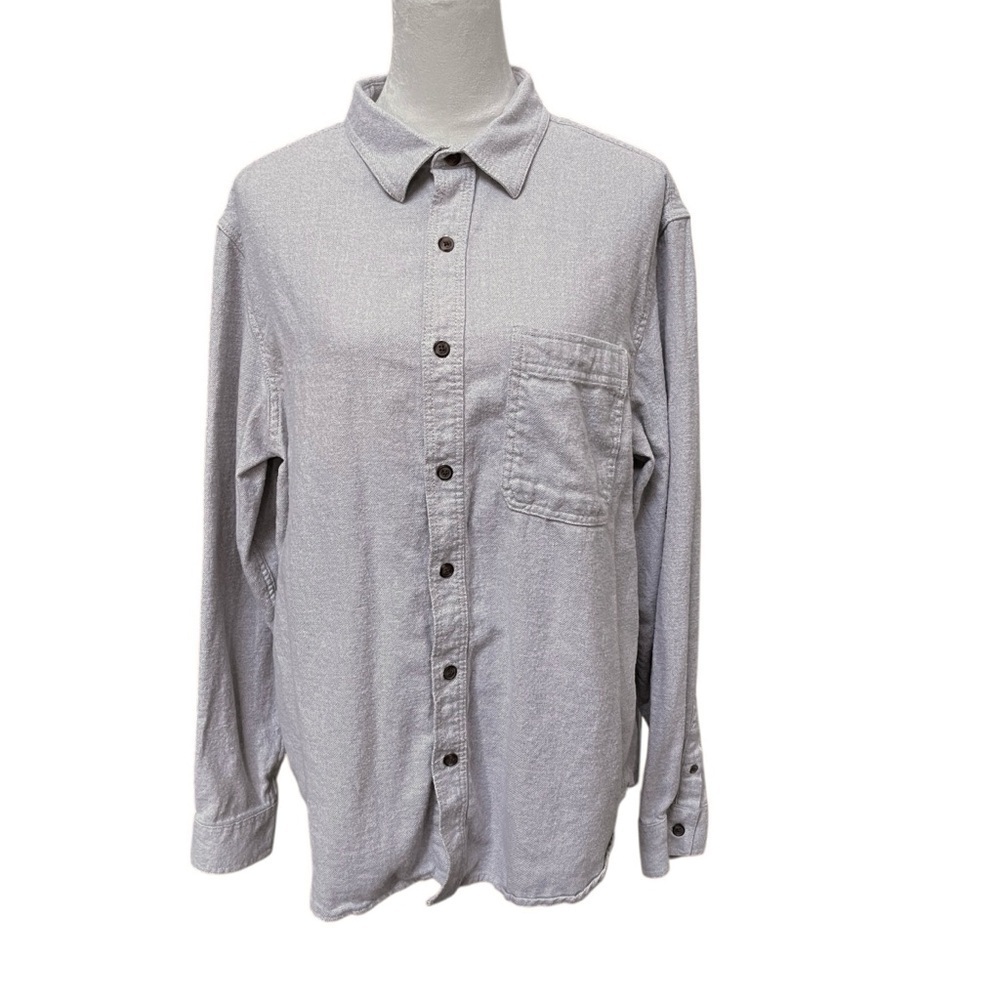 Old Navy Menβs XL Tan Button Up Shirt Double Brushed Cotton Long Sleeve